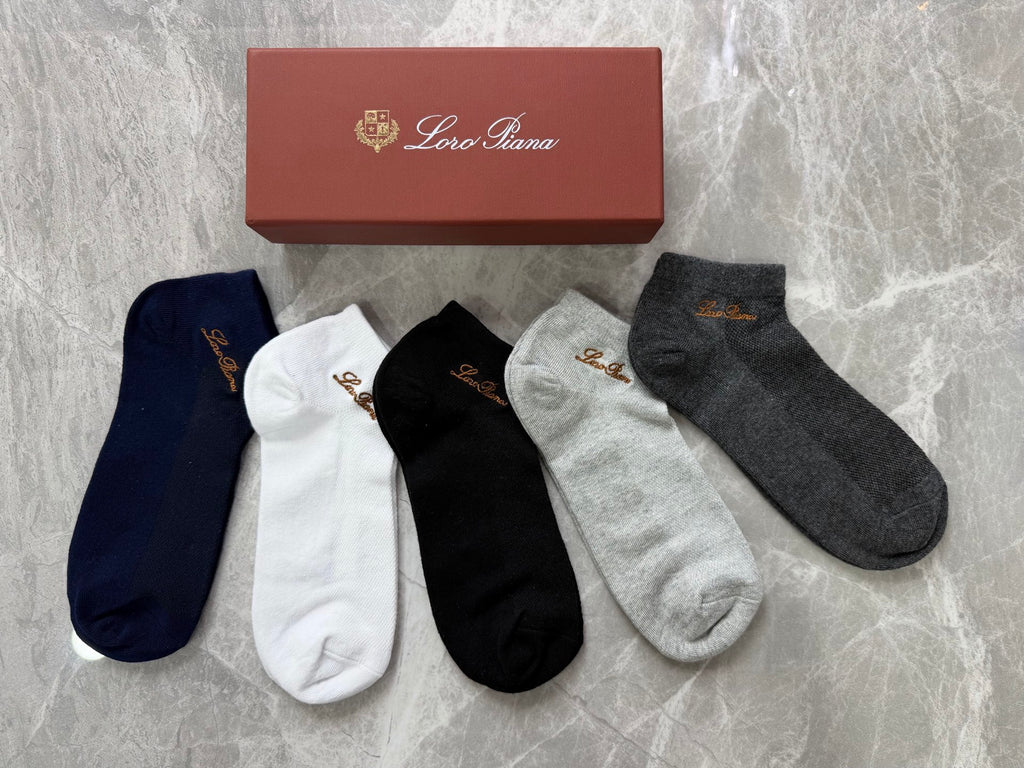 Loro Piana Neutral Script Ankle Socks - Box of 5 - image 3