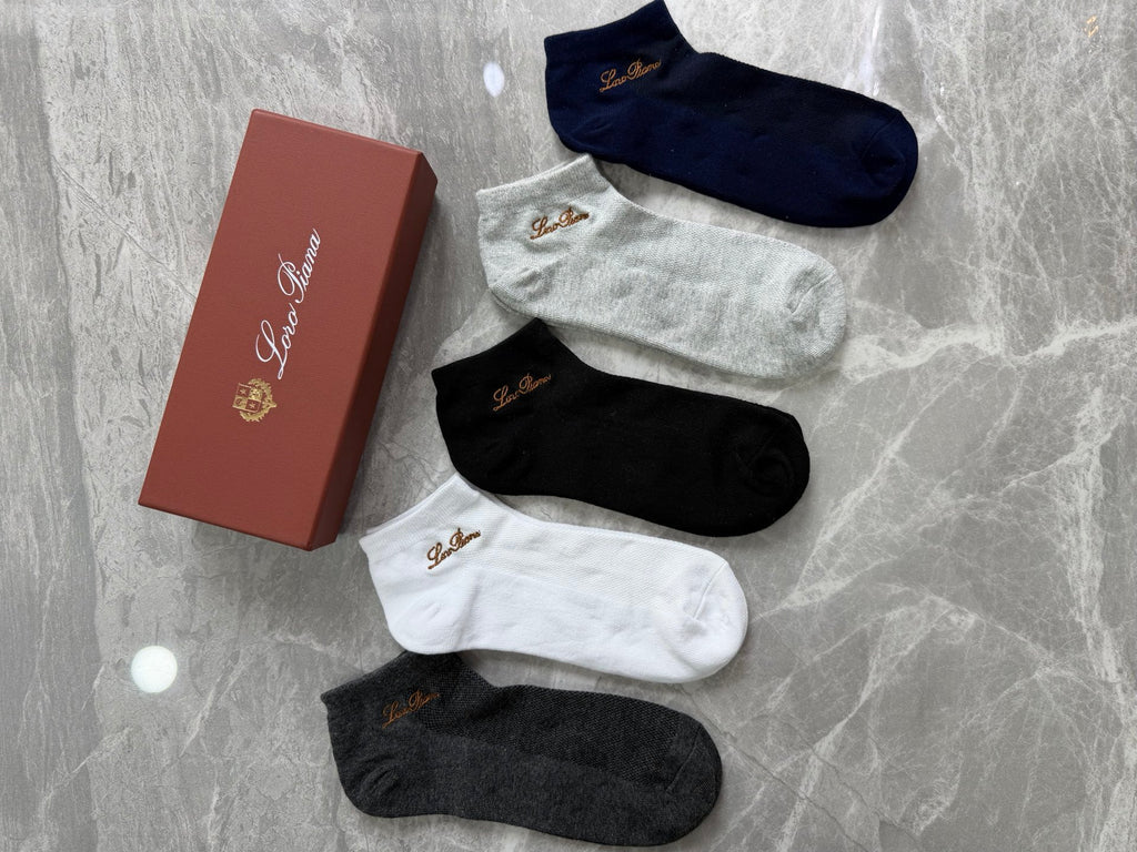 Loro Piana Neutral Script Ankle Socks - Box of 5 - image 6