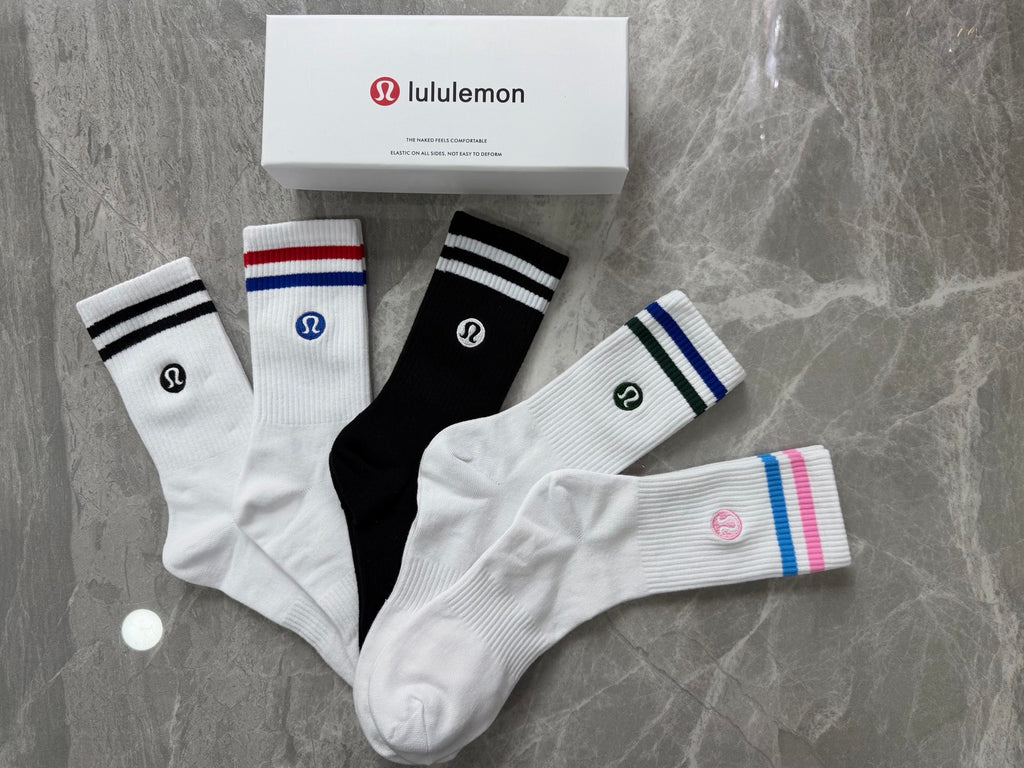 Lululemon stripe cuff round emblem crew socks - view 2