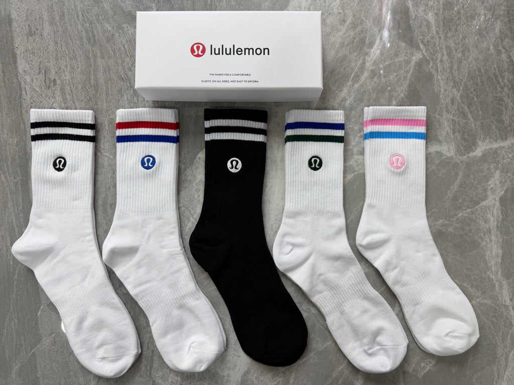 Lululemon stripe cuff round emblem crew socks - view 1