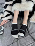 Chanel black contrast toe lettering ankle socks - view 1
