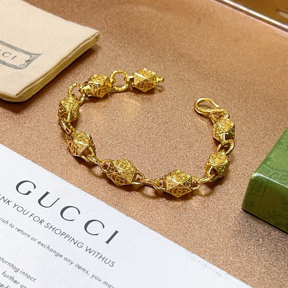 Gucci Gold-Tone Textured Chain Bracelet - album image 6
