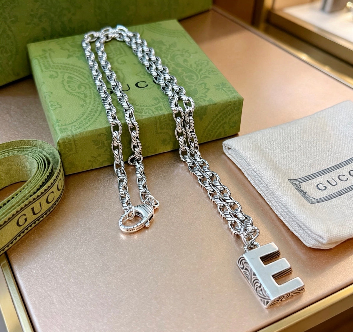 Gucci Anger Forest Interlocking G GG Letter Antiqued Chain Necklace - album image 4