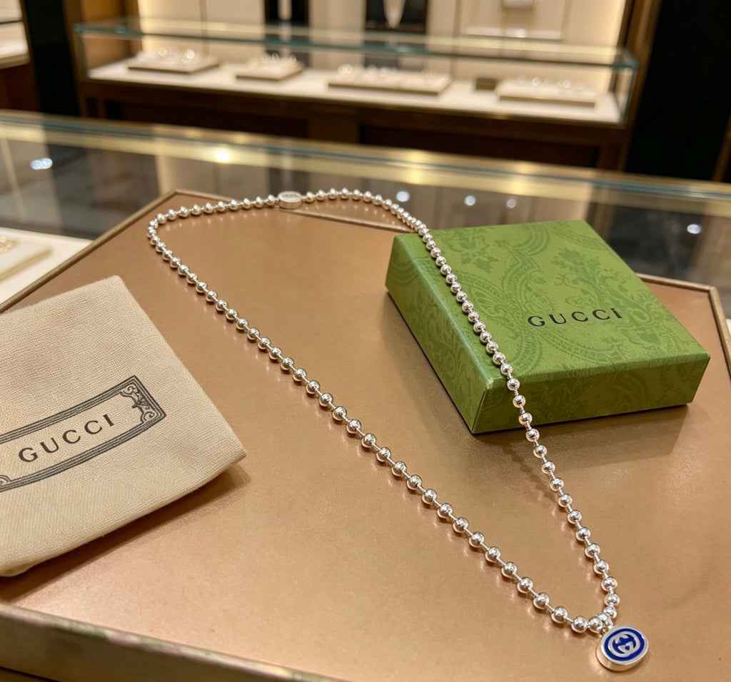 Gucci Anger Forest Interlocking G Antique Silver-Tone Chain Necklace - album image 2