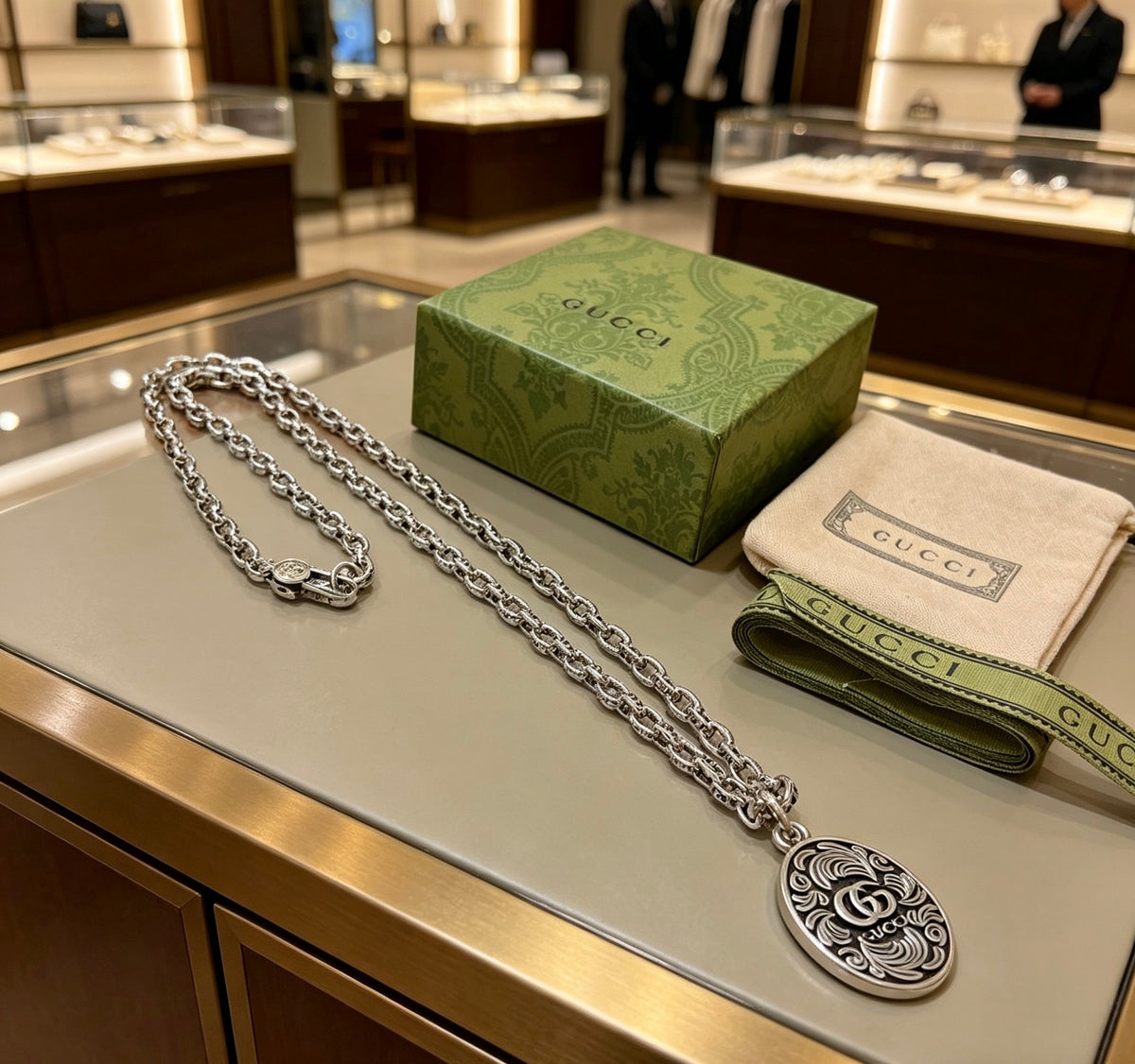 Gucci Anger Forest Interlocking G Antiqued Chain Necklace - album image 2