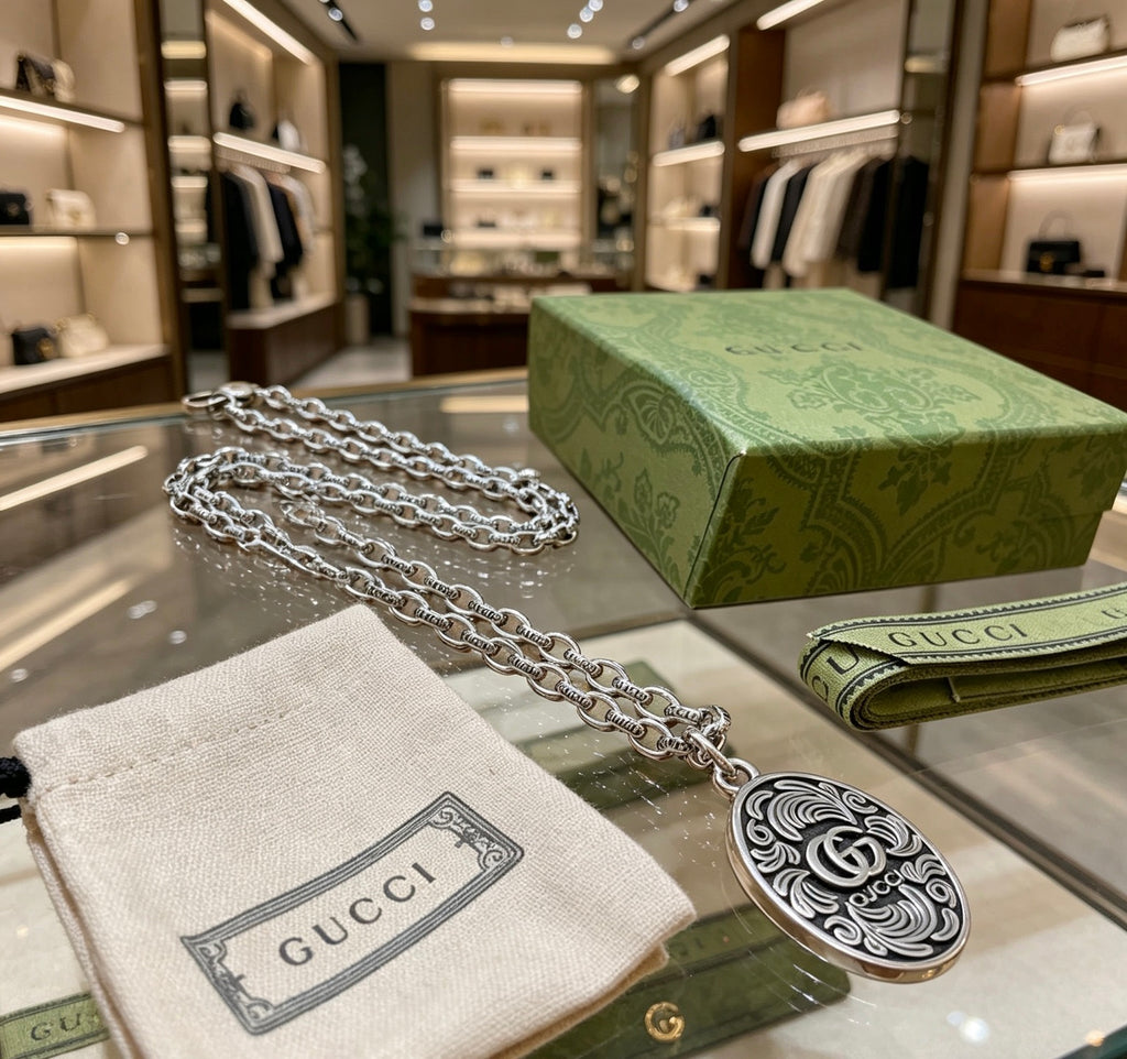 Gucci Anger Forest Interlocking G Antiqued Chain Necklace - album image 7
