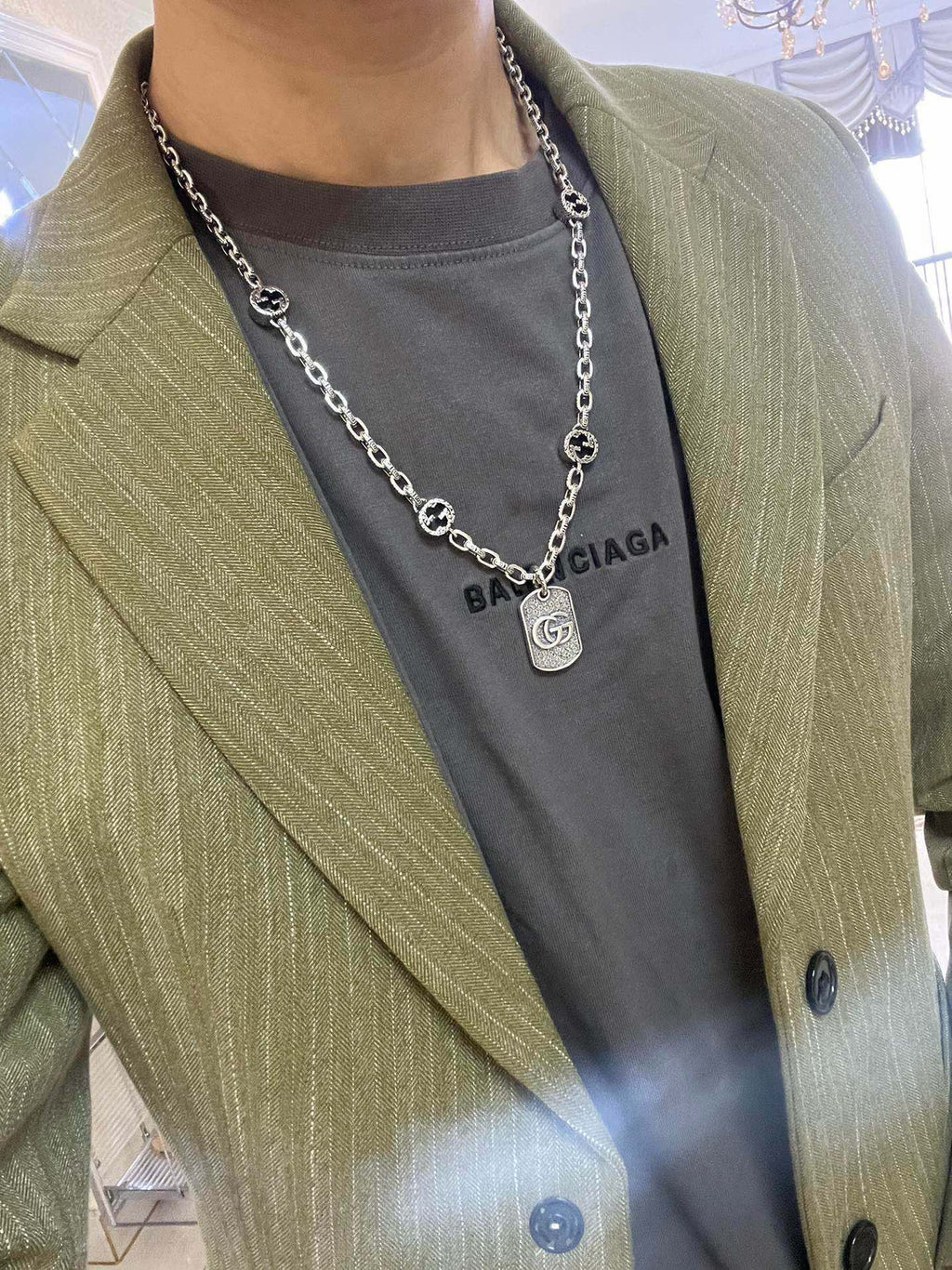 Gucci Anger Forest Interlocking G Antique Silver-Tone Silver-Tone Antiqued Chain Necklace - album image 4