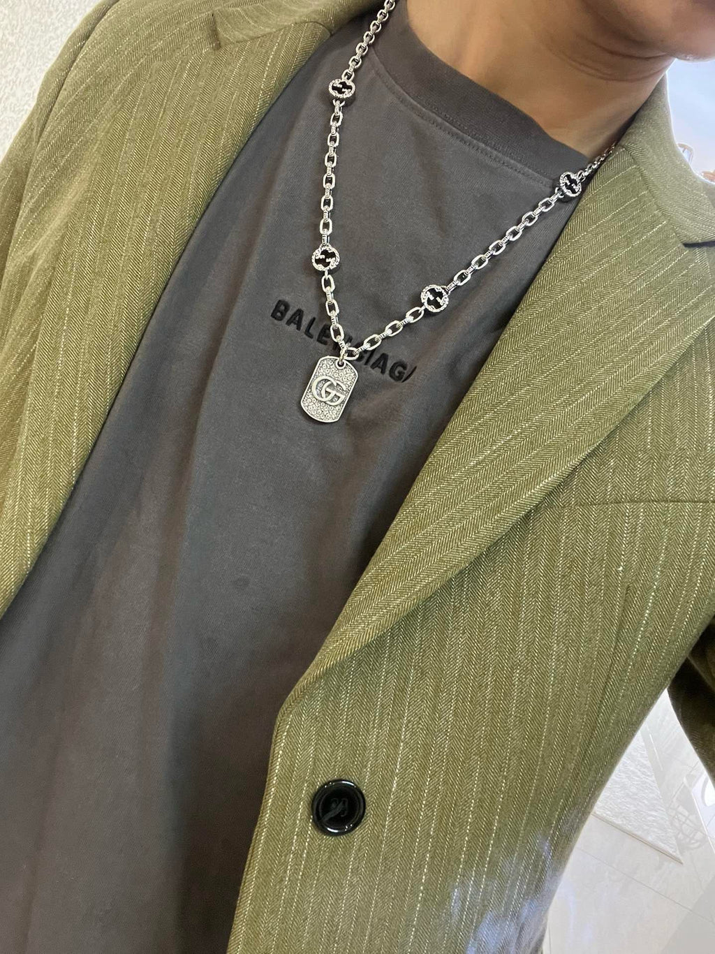 Gucci Anger Forest Interlocking G Antique Silver-Tone Silver-Tone Antiqued Chain Necklace - album image 3