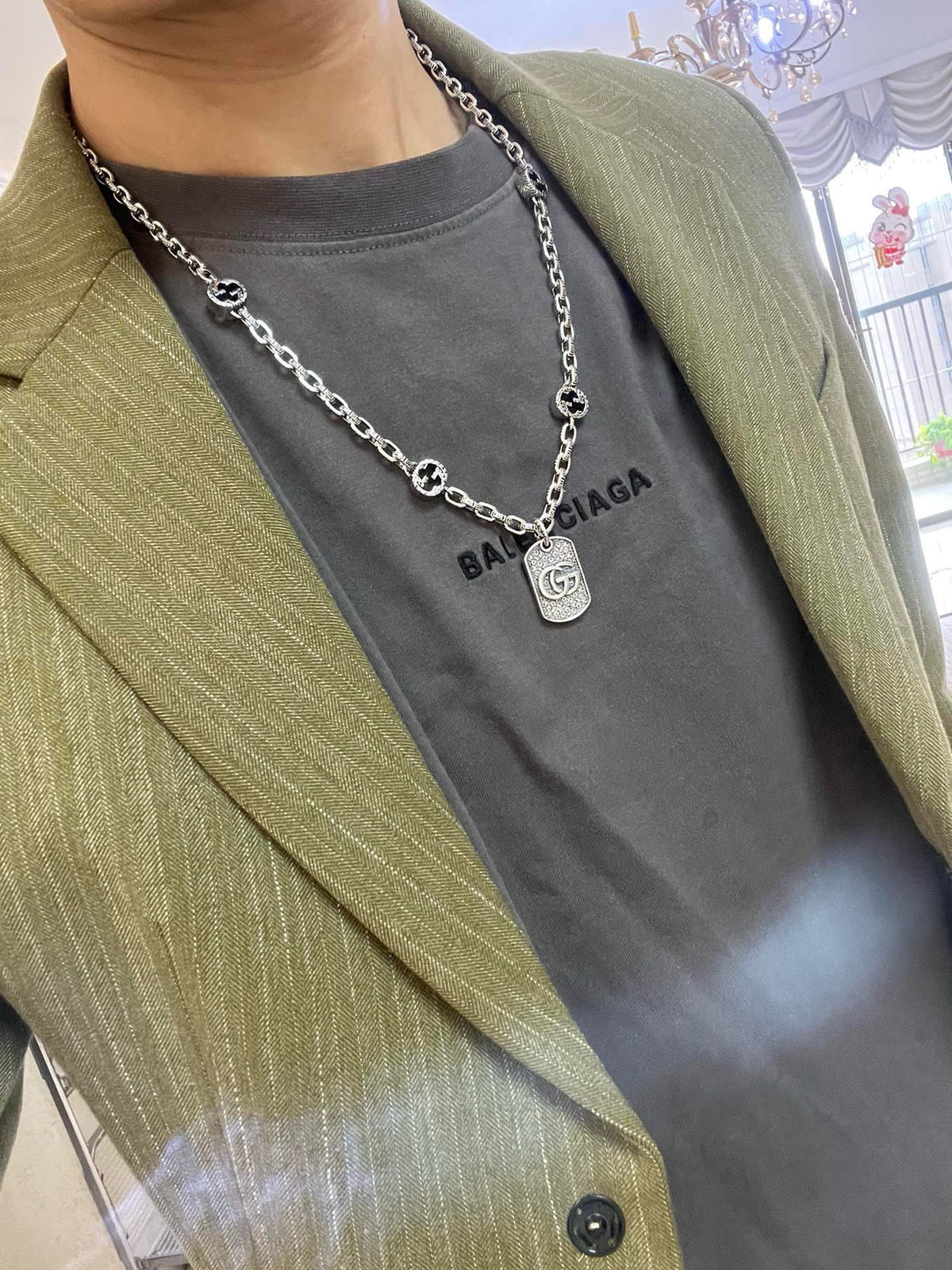 Gucci Anger Forest Interlocking G Antique Silver-Tone Silver-Tone Antiqued Chain Necklace - album image 7