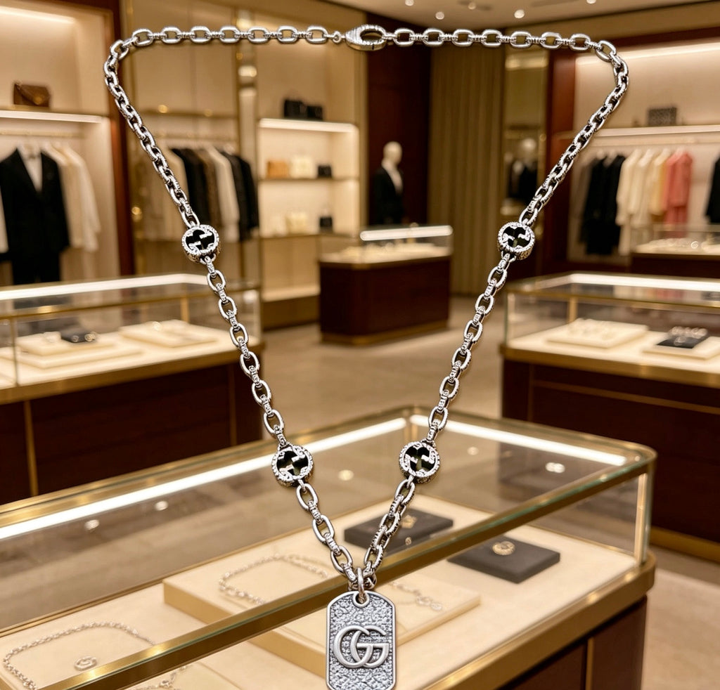 Gucci Anger Forest Interlocking G Antique Silver-Tone Silver-Tone Antiqued Chain Necklace - album image 9