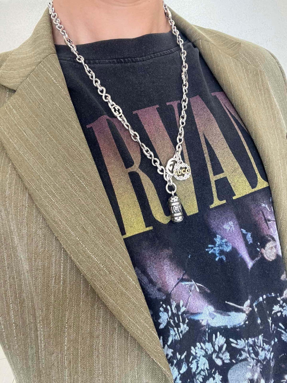 Gucci Anger Forest Interlocking G Antiqued Chain Necklace - album image 3