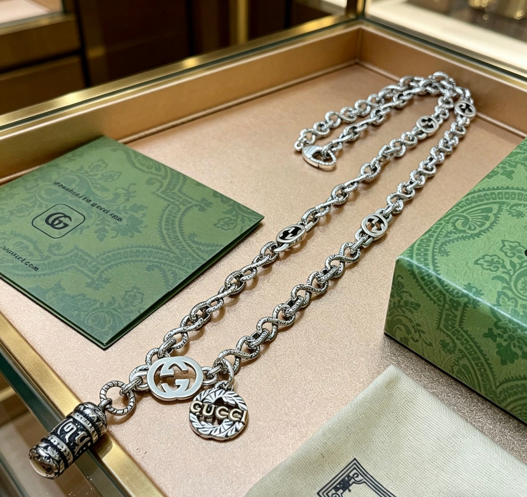 Gucci Anger Forest Interlocking G Antiqued Chain Necklace - album image 8