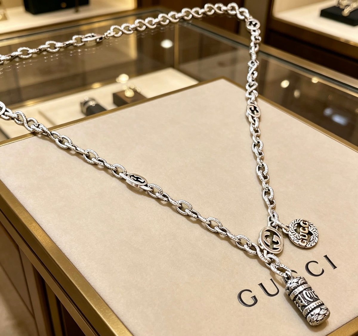 Gucci Anger Forest Interlocking G Antiqued Chain Necklace - album image 1
