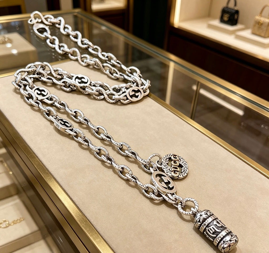 Gucci Anger Forest Interlocking G Antiqued Chain Necklace - album image 4