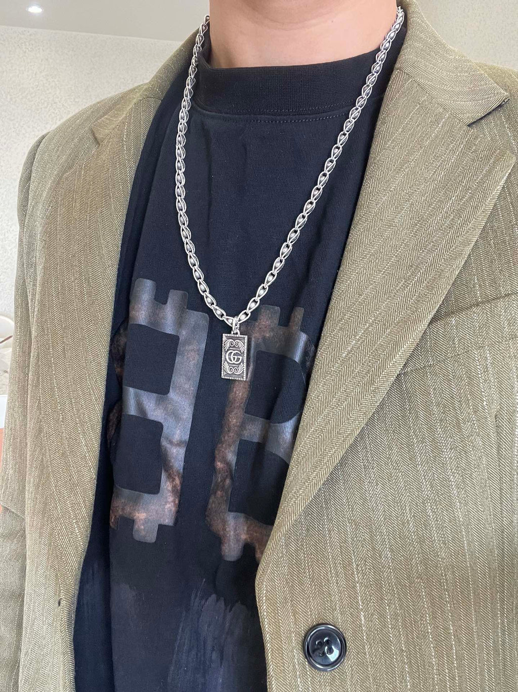 Gucci Anger Forest Interlocking G Antiqued Chain Necklace - album image 6