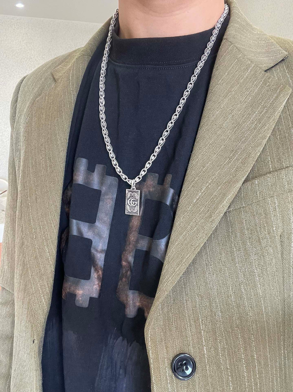 Gucci Anger Forest Interlocking G Antiqued Chain Necklace - album image 6