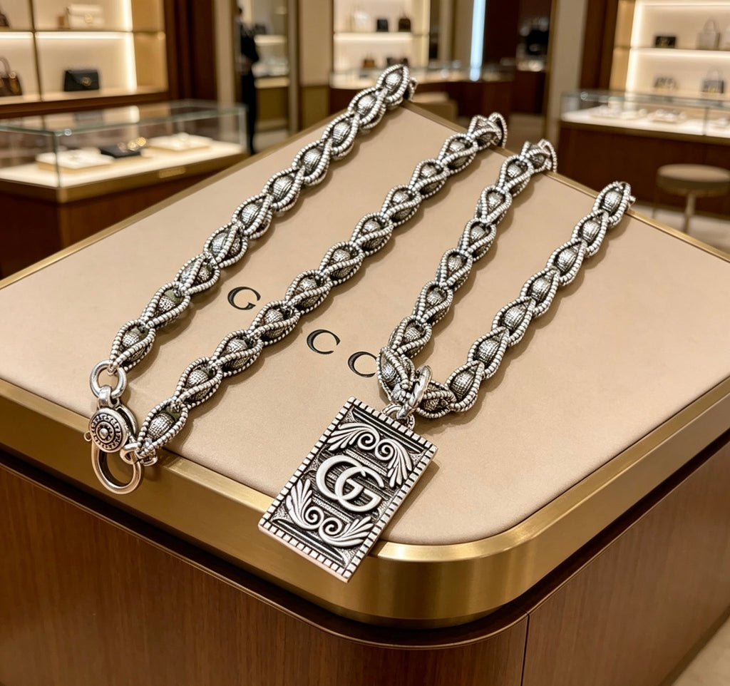 Gucci Anger Forest Interlocking G Antiqued Chain Necklace - album image 2