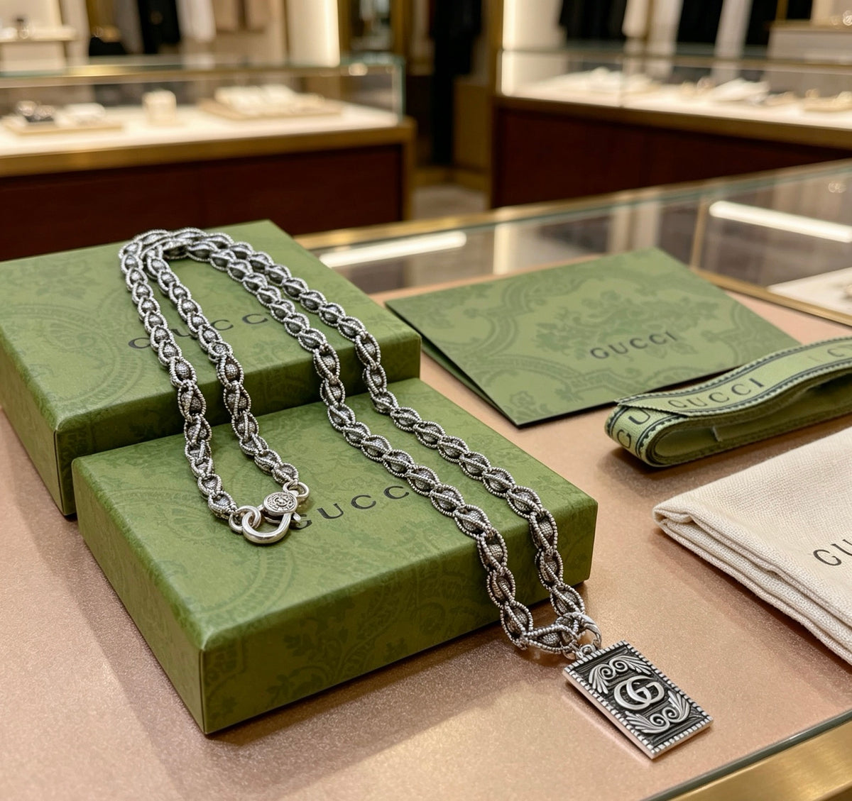 Gucci Anger Forest Interlocking G Antiqued Chain Necklace - album image 8