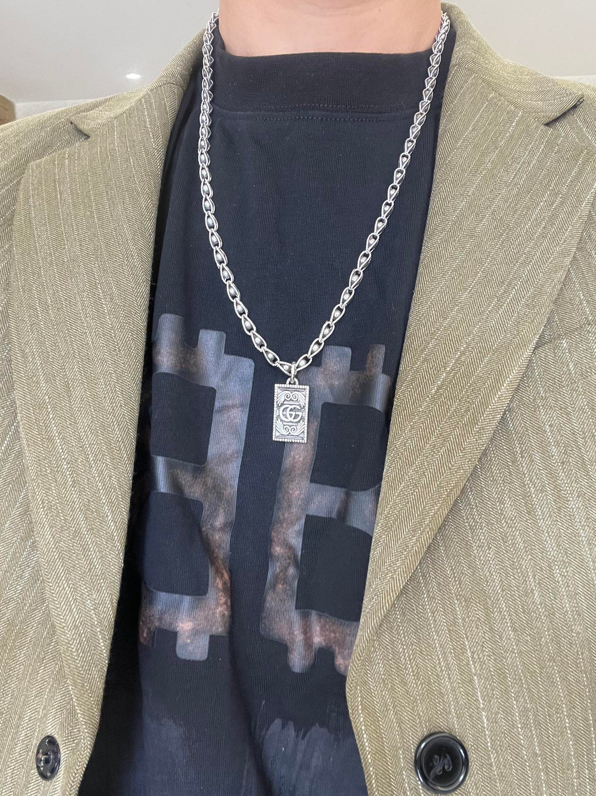 Gucci Anger Forest Interlocking G Antiqued Chain Necklace - album image 9