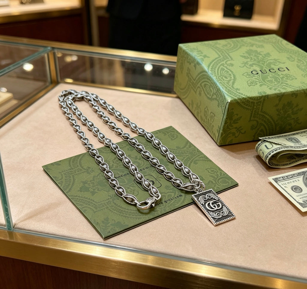 Gucci Anger Forest Interlocking G Antiqued Chain Necklace - album image 4