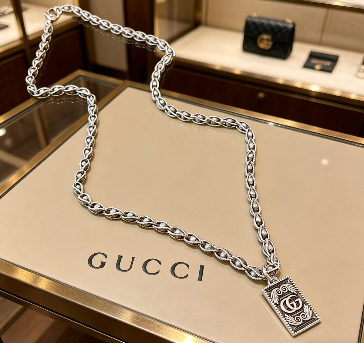 Gucci Anger Forest Interlocking G Antiqued Chain Necklace - album image 1
