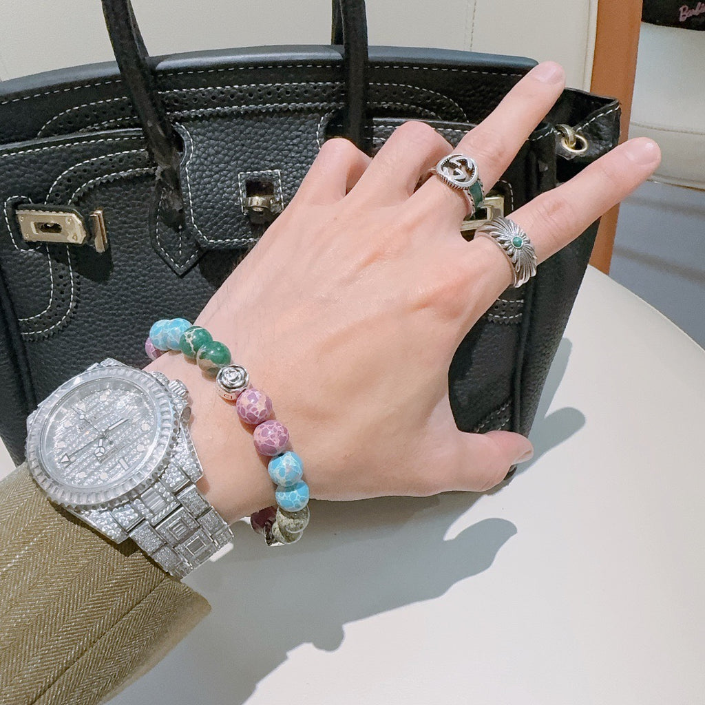 Gucci Anger Forest Interlocking G Patterned Stone Agate Beaded Snake Bracelet - album image 7
