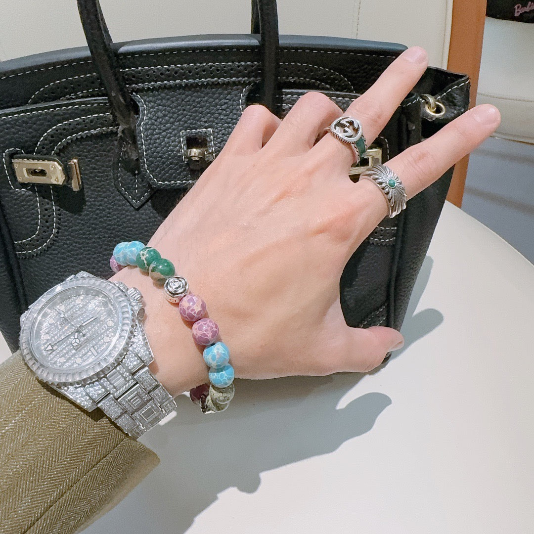 Gucci Anger Forest Interlocking G Patterned Stone Agate Beaded Snake Bracelet - album image 7