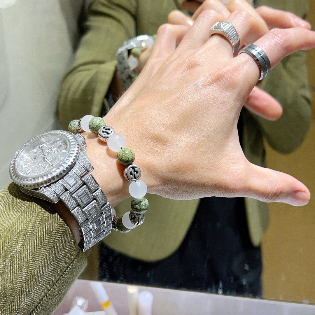 Gucci Anger Forest Interlocking G Black Agate Agate Crystal Accent Antiqued Bracelet - album image 4