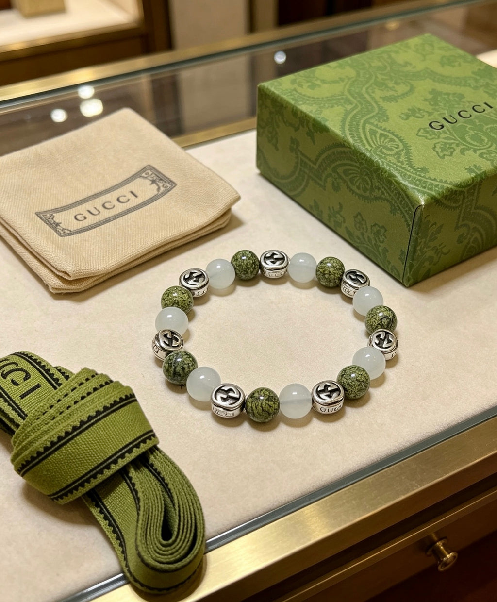 Gucci Anger Forest Interlocking G Black Agate Agate Crystal Accent Antiqued Bracelet - album image 5