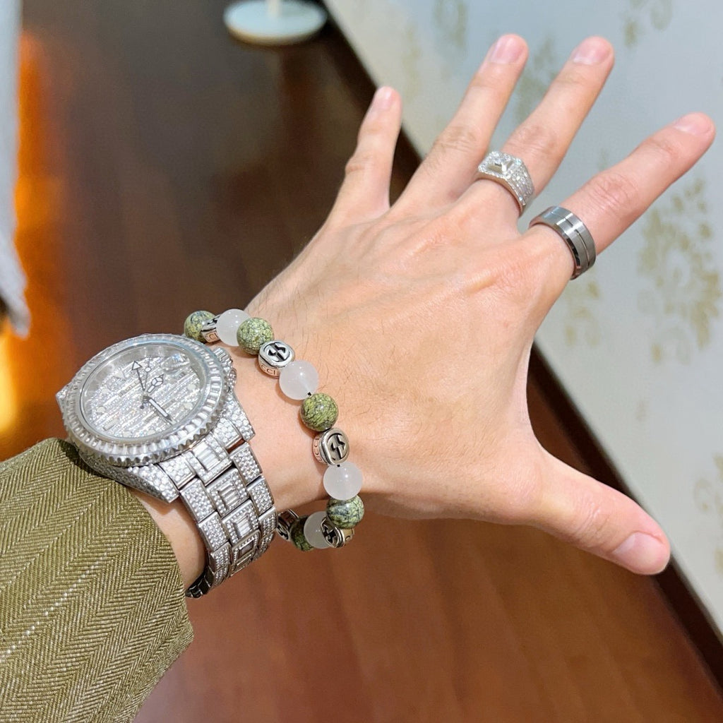 Gucci Anger Forest Interlocking G Black Agate Agate Crystal Accent Antiqued Bracelet - album image 3