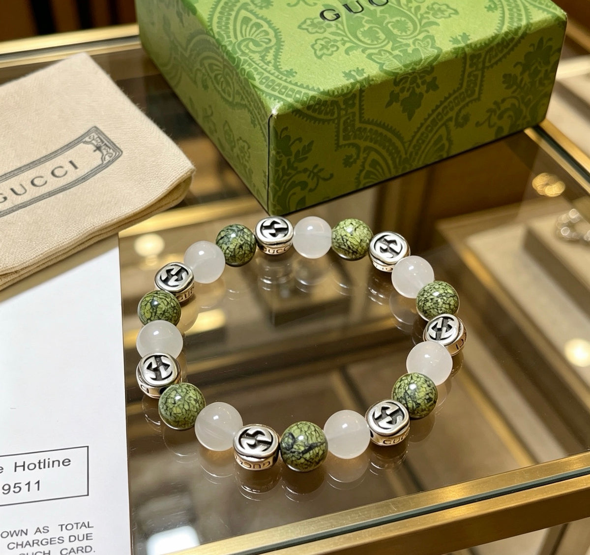 Gucci Anger Forest Interlocking G Black Agate Agate Crystal Accent Antiqued Bracelet - album image 8
