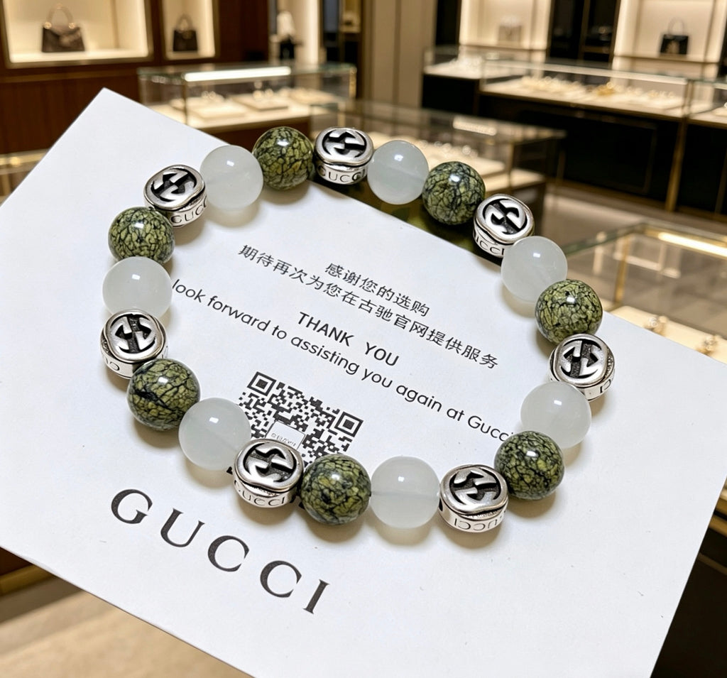 Gucci Anger Forest Interlocking G Black Agate Agate Crystal Accent Antiqued Bracelet - album image 6