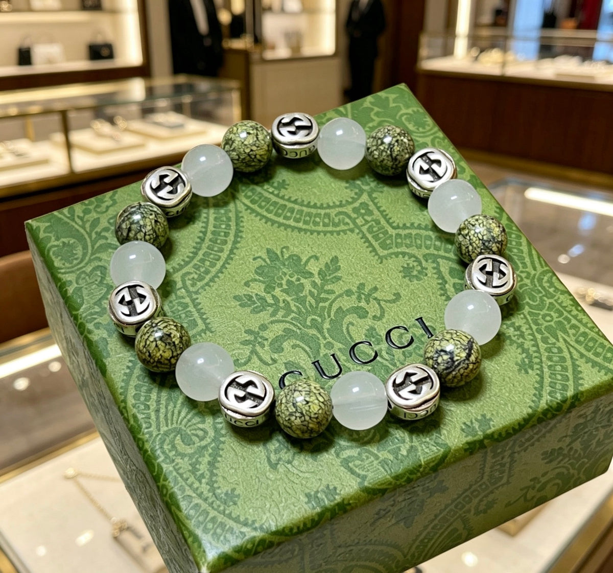 Gucci Anger Forest Interlocking G Black Agate Agate Crystal Accent Antiqued Bracelet - album image 9