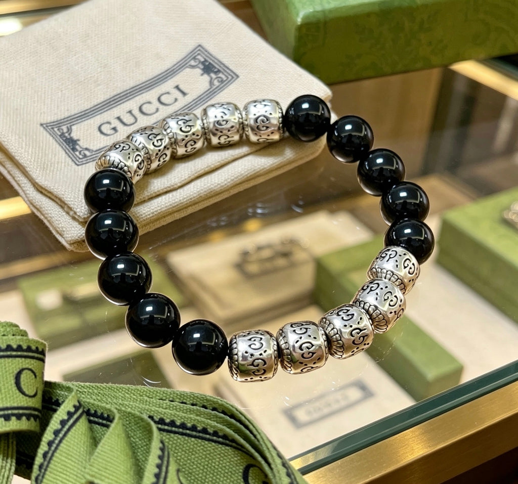 Gucci Anger Forest Interlocking G Black Agate Agate Crystal Accent Antiqued Bracelet - album image 9