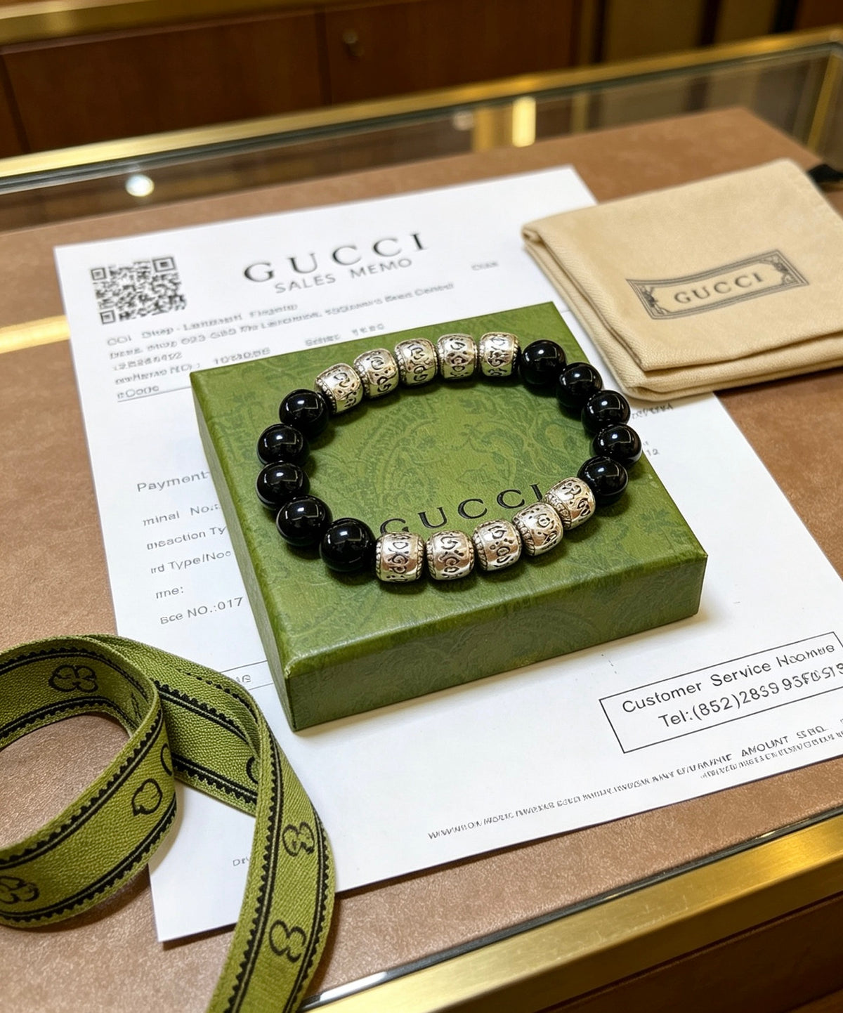 Gucci Anger Forest Interlocking G Black Agate Agate Crystal Accent Antiqued Bracelet - album image 8