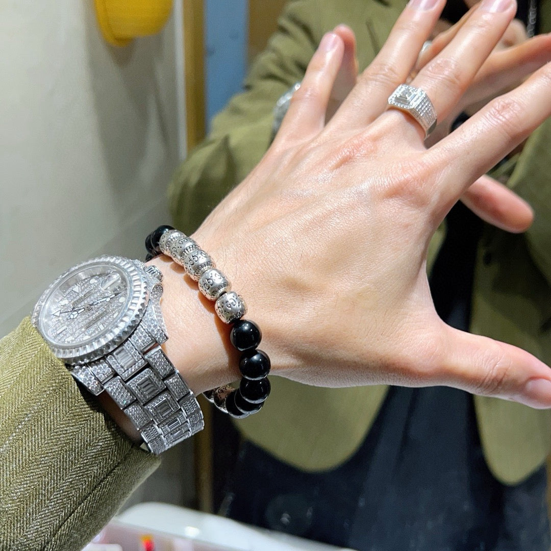 Gucci Anger Forest Interlocking G Black Agate Agate Crystal Accent Antiqued Bracelet - album image 3