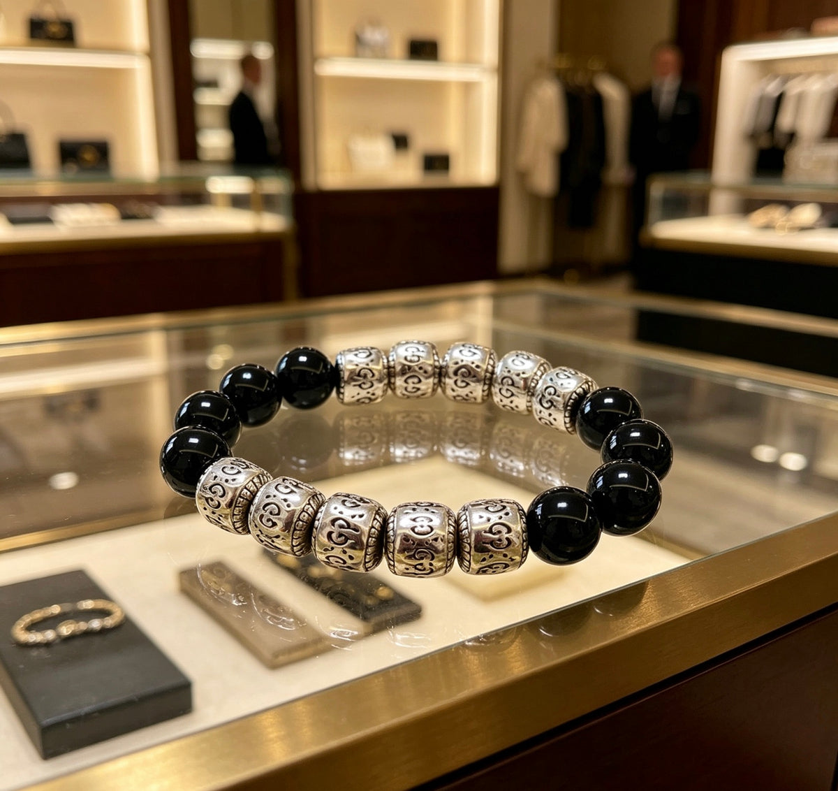 Gucci Anger Forest Interlocking G Black Agate Agate Crystal Accent Antiqued Bracelet - album image 5