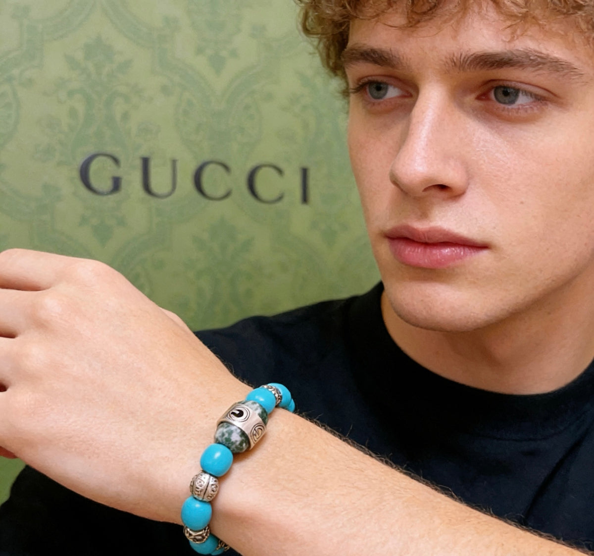 Gucci Anger Forest Interlocking G Crystal Accent Antiqued Bracelet - album image 6