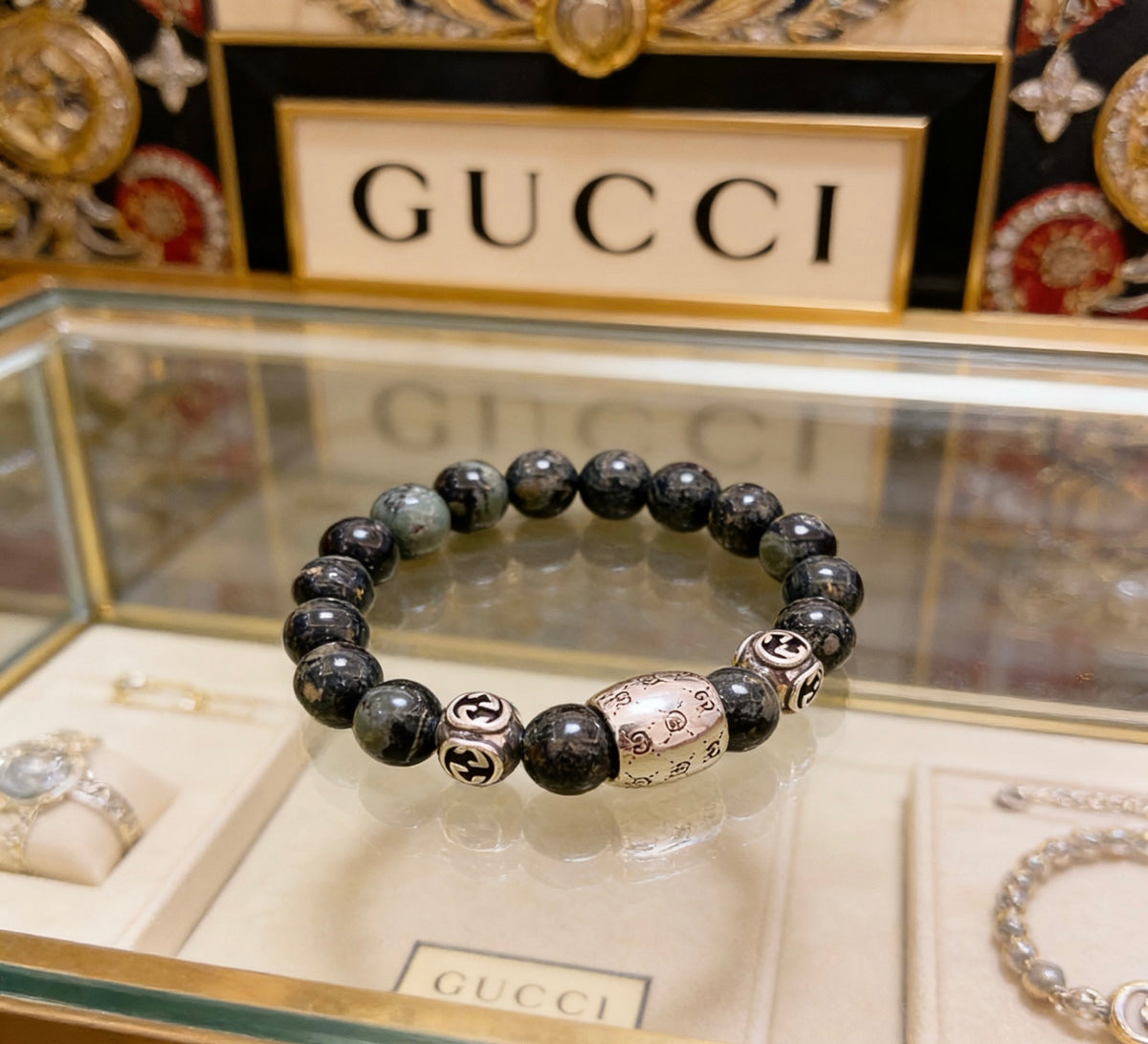 Gucci Anger Forest Interlocking G Crystal Accent Antiqued Bracelet - album image 3