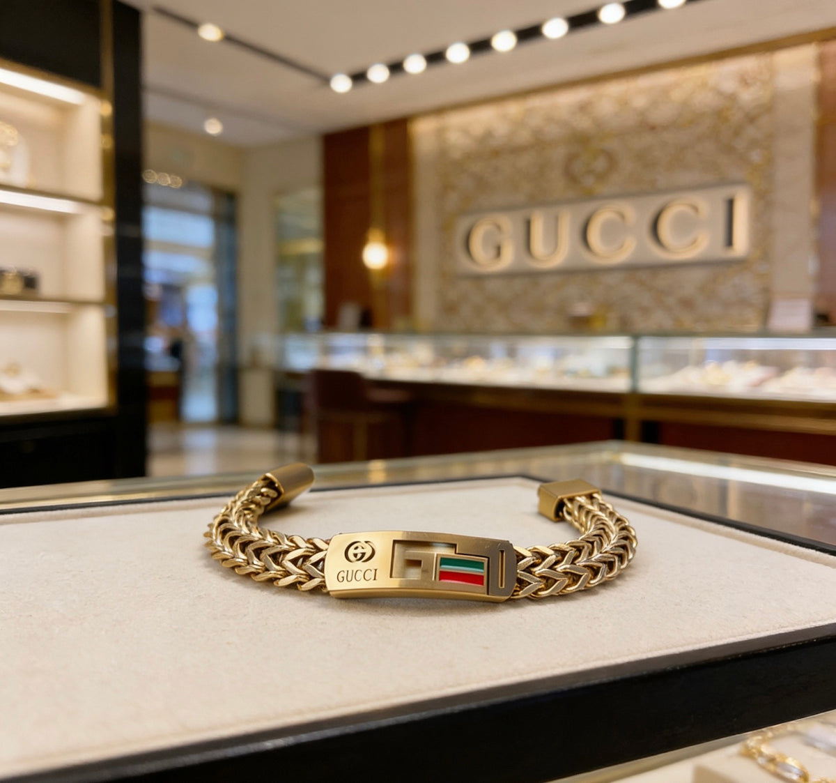 Gucci Gold-Tone Wide Woven Open Bangle - album image 2