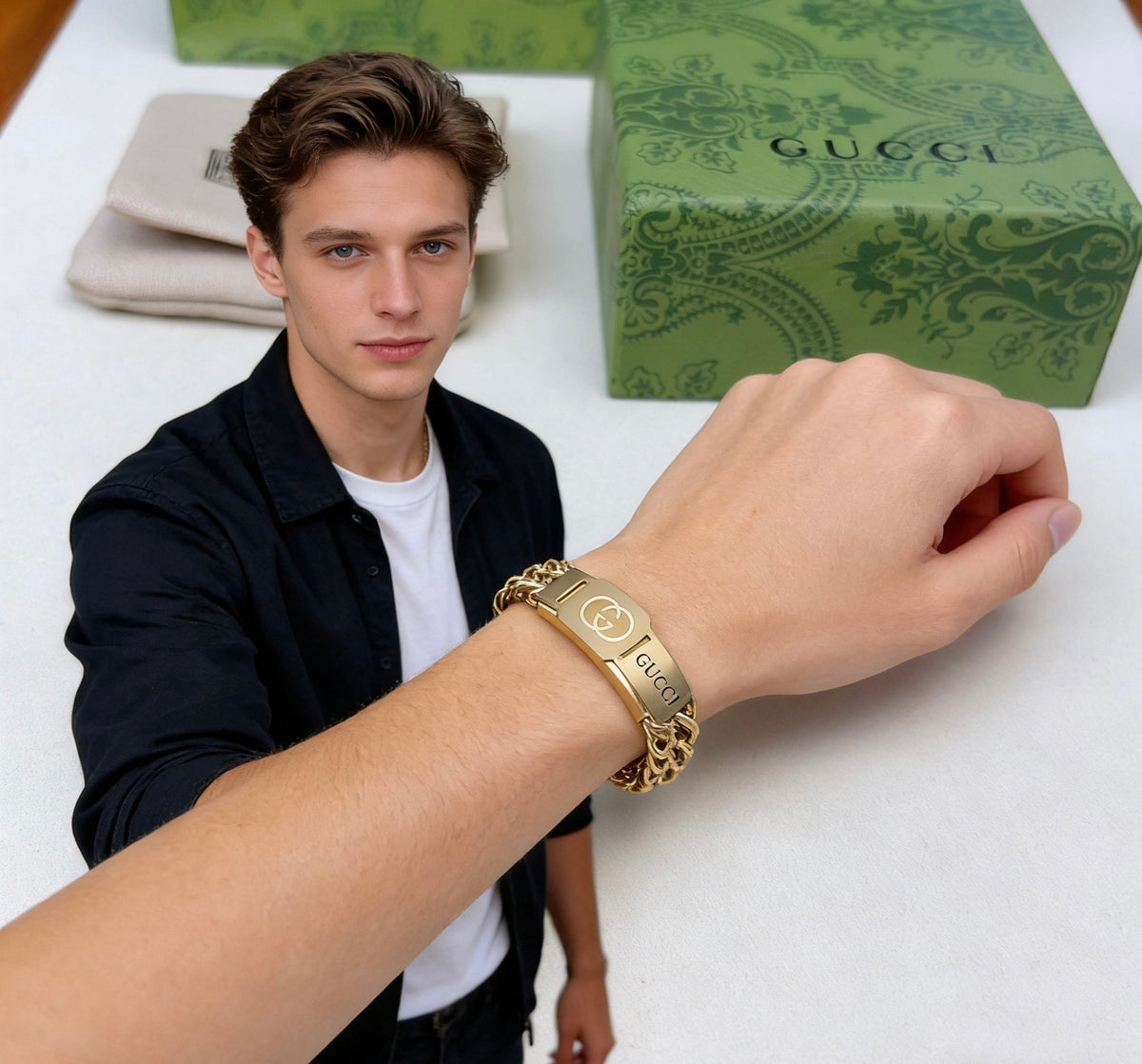 Gucci Gold-Tone Woven Open Bangle - album image 3