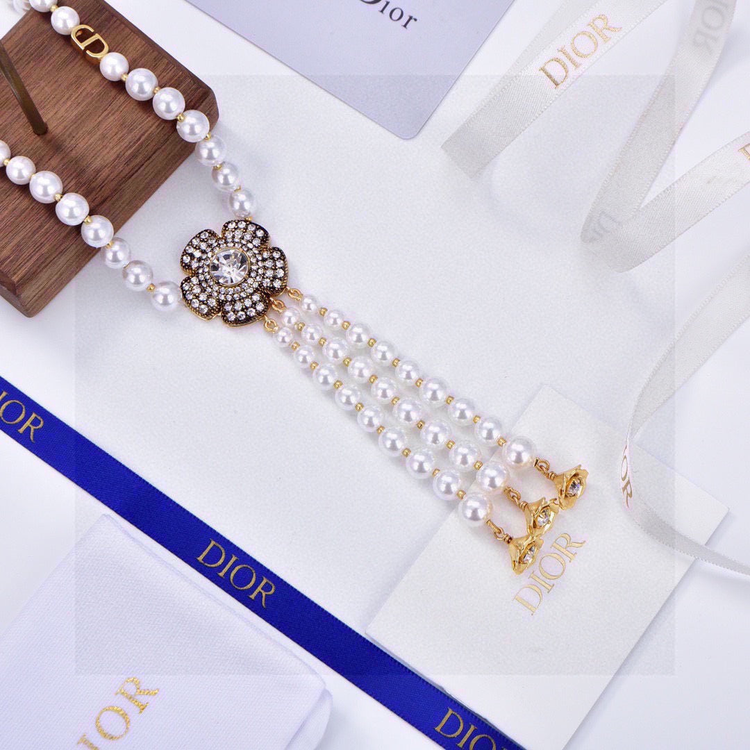 Dior Triple-Strand Pearl-Look Floral Necklace - product image 6