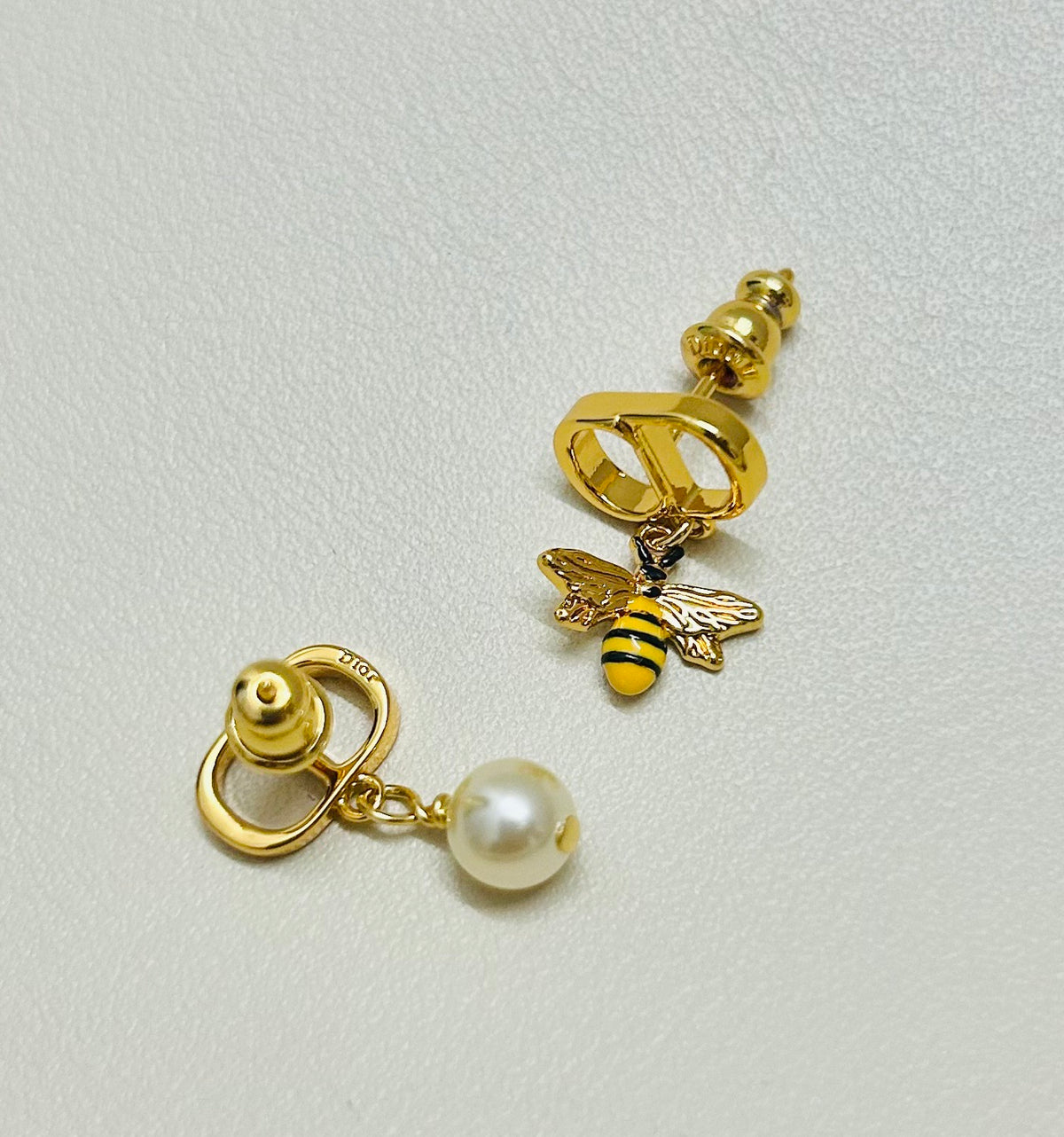Dior Asymmetric CD Bee and Pearl-Look Earrings - product image 3