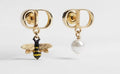 Dior Asymmetric CD Bee and Pearl-Look Earrings - product image 1