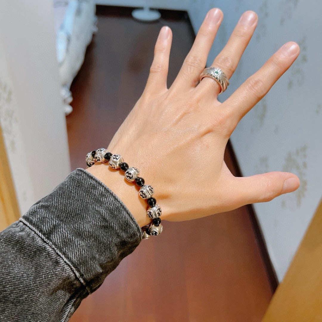 Gucci Anger Forest Interlocking G Black Agate Agate Crystal Accent Antiqued Bracelet - album image 8