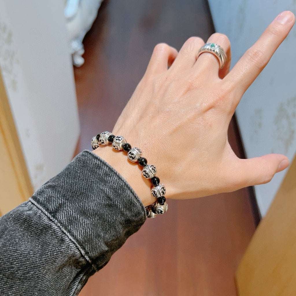 Gucci Anger Forest Interlocking G Black Agate Agate Crystal Accent Antiqued Bracelet - album image 6