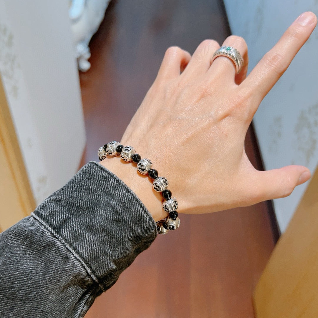 Gucci Anger Forest Interlocking G Black Agate Agate Crystal Accent Antiqued Bracelet - album image 6