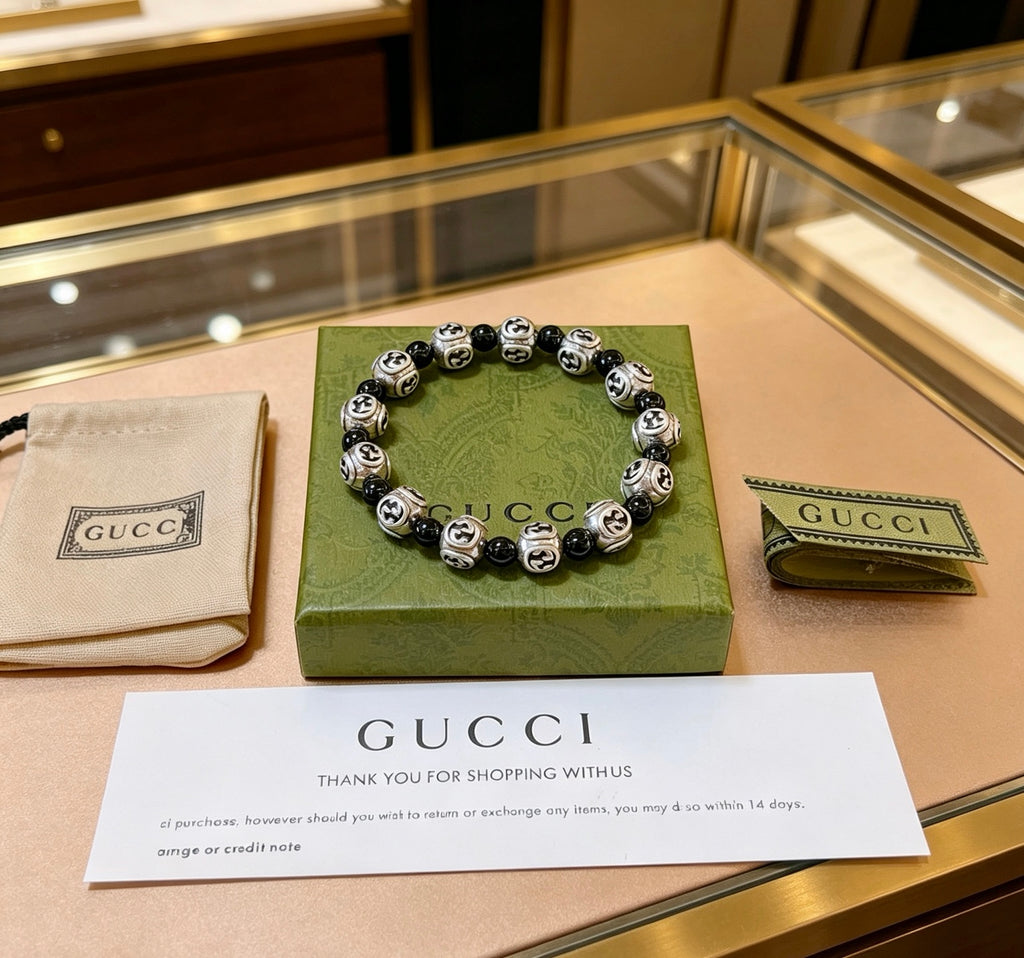 Gucci Anger Forest Interlocking G Black Agate Agate Crystal Accent Antiqued Bracelet - album image 9
