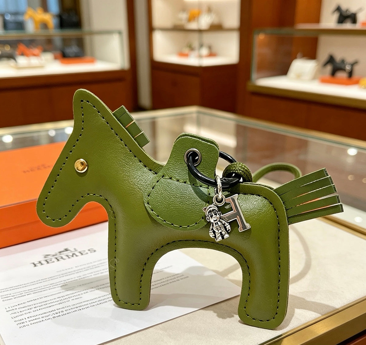 Hermès Green Horse Charm Keychain - album image 4