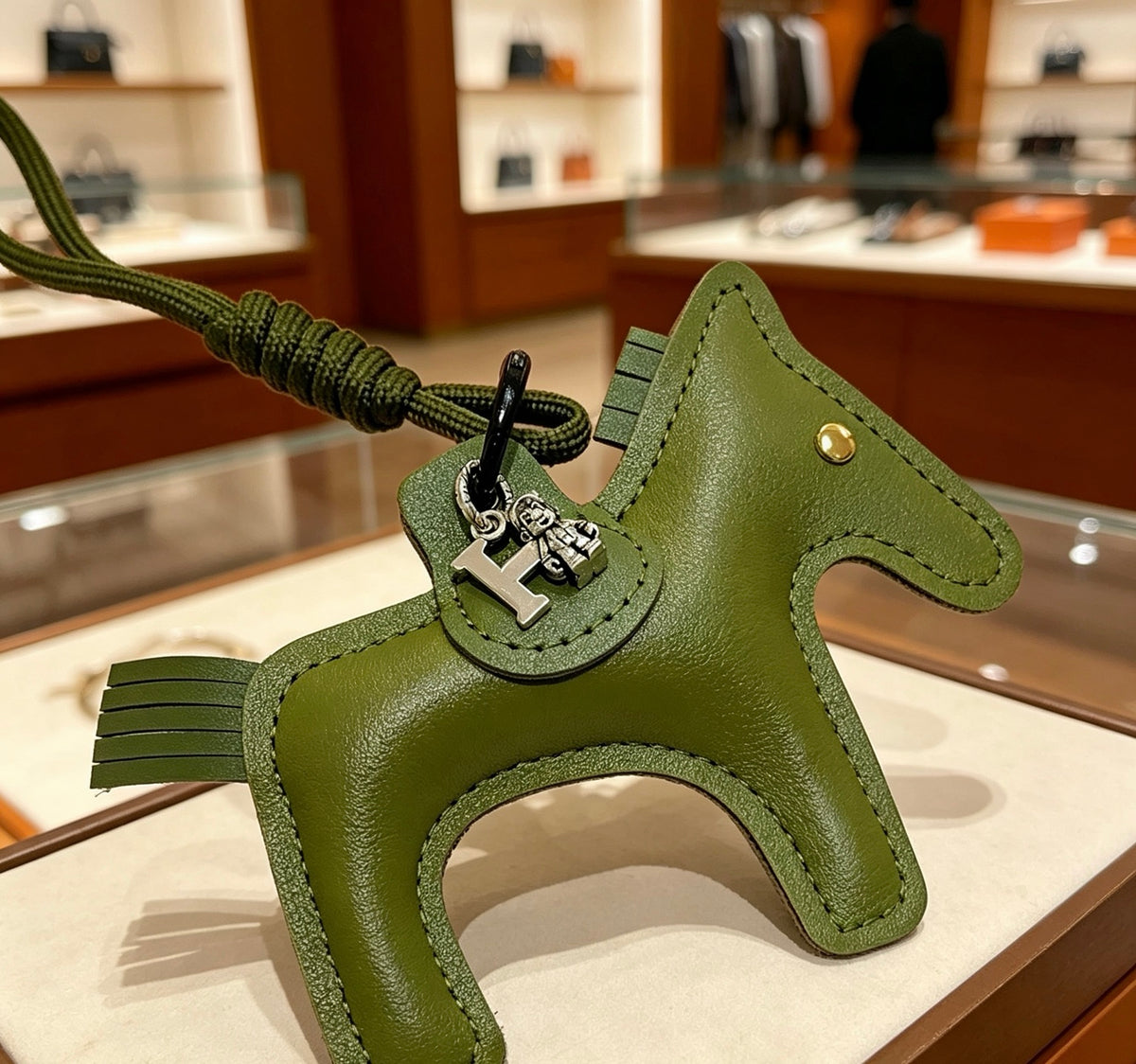 Hermès Green Horse Charm Keychain - album image 2